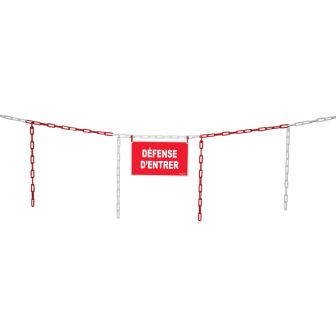 Kit de délimitation barrière de chaîne 5m rouge/blanc et panneau défense d'entrer - 1365049