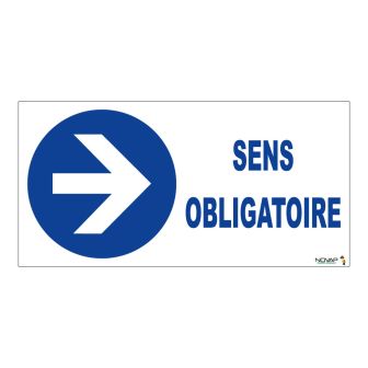 Panneau Sens obligatoire flèche à droite - Rigide 960x480mm - 4000367