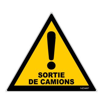 Panneau Danger sortie de camions - Rigide Triangle 300mm - 4200804