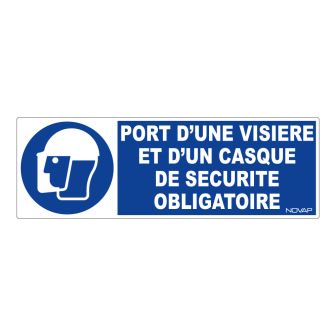 Panneau Port d'une visière et d'un casque de sécurité obligatoire - Rigide 450x150mm - 4030678
