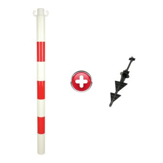 Poteau PVC Rouge/Blanc avec pointe - 2000031