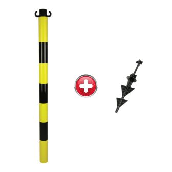 Poteau PVC Jaune/Noir avec pointe - 2000062