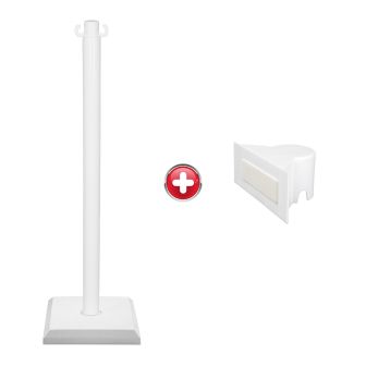 Poteau PVC grande hauteur Blanc sur socle lesté 3kg avec support panneau - 2000093