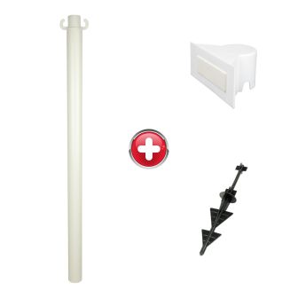 Poteau PVC grande hauteur Blanc sur pointe avec support panneau - 2000260
