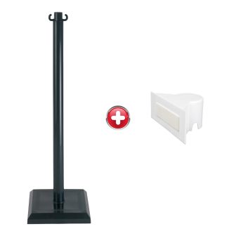 Poteau PVC Noir sur socle lesté 3kg avec support panneau - 2000512