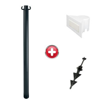 Poteau PVC grande hauteur Noir sur pointe avec support panneau - 2000543