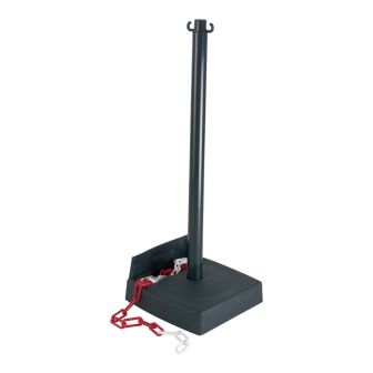 Poteau PVC Noir avec réserve de chaîne sur socle lesté 6kg - Novap