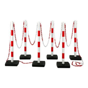 Kit 6 poteaux PVC Rouge/Blanc - Novap