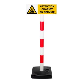 Kit poteau PVC avec panneau - Attention chariot en service - 2001427