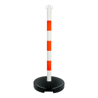 Poteau PVC Orange fluo/Blanc sur socle à lester 9kg - Novap