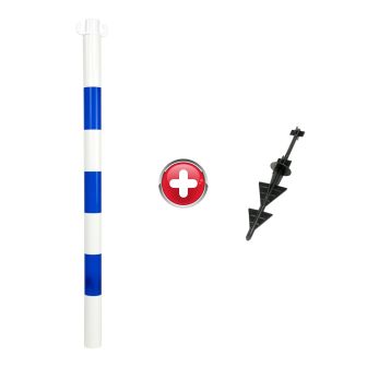 Poteau PVC Bleu/Blanc avec pointe - 2002301