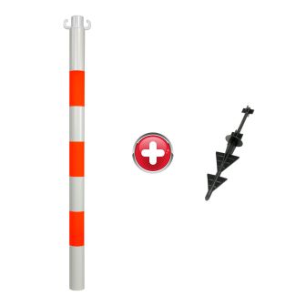 Poteau PVC Orange fluo/Blanc avec pointe - 2002325