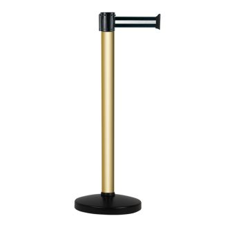 Poteau alu champagne à sangle Noir/Argent sur socle portable - Novap