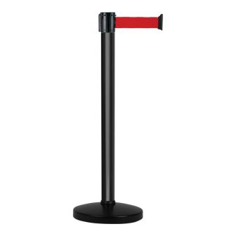 Poteau alu noir à sangle Rouge sur socle portable - Novap