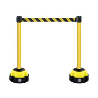 Kit 2 poteaux alu jaune à sangle 5 mètres jaune/noire sur socle balise à lester- 2019934