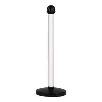 Poteau aluminium blanc sur socle portable avec tête 4 crochets - Novap