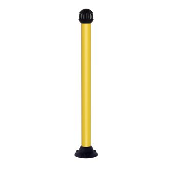Poteau aluminium jaune sur socle fixe avec tête 4 crochets - 2020138