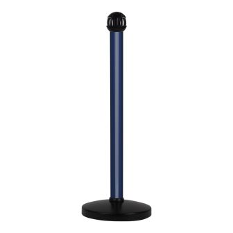 Poteau aluminium bleu sur socle portable avec tête 4 crochets - Novap