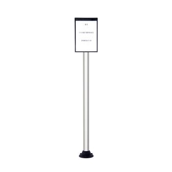 Poteau alu anodisé grande hauteur sur socle fixe avec support d'information - Novap