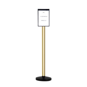 Poteau alu champagne grande hauteur sur socle portable avec support d'information - Novap
