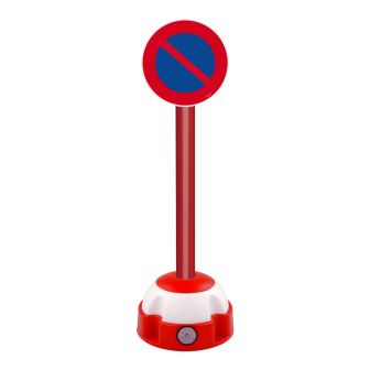 Poteau aluminium Rouge sur socle balise avec panneau - Défense de stationner - Novap
