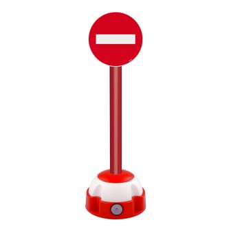 Poteau aluminium Rouge sur socle balise avec panneau - Sens interdit - Novap