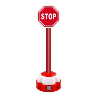 Poteau aluminium Rouge sur socle balise avec panneau - Stop - novap
