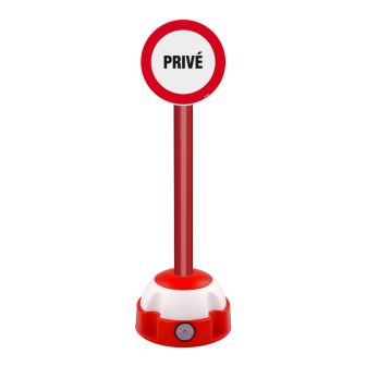 Poteau aluminium Rouge sur socle balise avec panneau - Privé - Novap