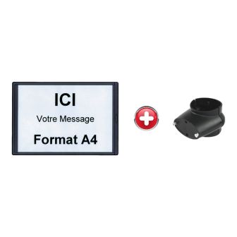Panneau support d'Information A4 Noir, avec collier de liaison pour tube Ø 50mm - 2030359