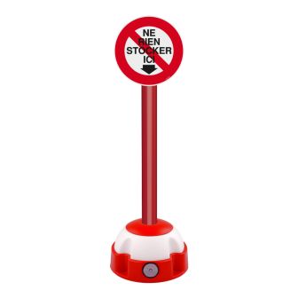 Poteau aluminium Rouge sur socle balise avec panneau - Ne rien stocker ici - Novap