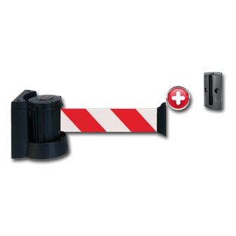 Support mural avec sangle Rouge/Blanc 2,30m x 50mm plus Platine murale - Novap