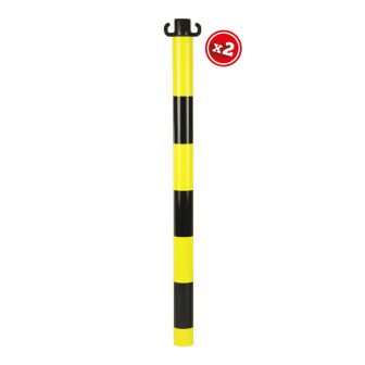 Kit de 2 poteaux acier Jaune/Noir sans manchon - Novap