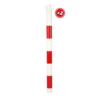 Kit de 2 poteaux acier Rouge/Blanc sans manchon - Novap