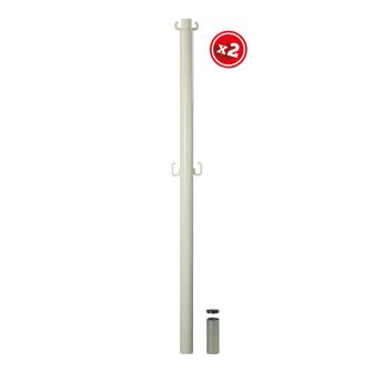 Kit de 2 poteaux acier Blancs grande hauteur avec manchon - Novap