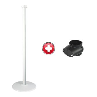 Poteau acier 1m30 Blanc sur socle acier avec support panneau - 2227124