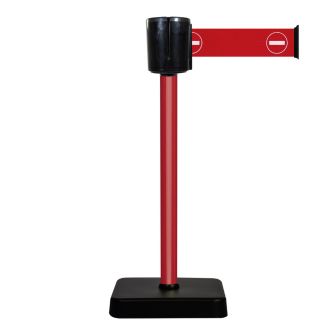 Poteau à sangle alu rouge sens interdit 10m x 100mm sur socle mobile - 2800921