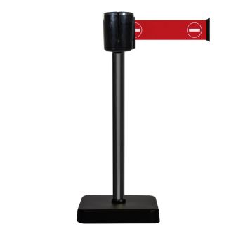 Poteau à sangle alu noir sens interdit 10m x 100mm sur socle mobile - 2800938
