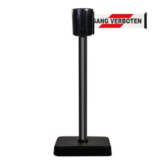 Poteau alu noir sangle rouge NO ACCESS, ACCES INTERDIT, ZUGANG VERBOTEN 10m x 100mm sur socle mobile - 2800976