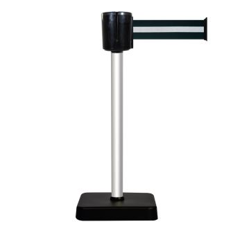 Poteau à sangle alu - noir argent 10m x 100mm sur socle mobile - 2800983