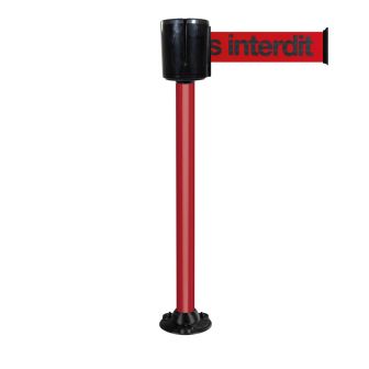 Poteau à sangle alu rouge sens interdit 10m x 100mm socle fixe - 2801331