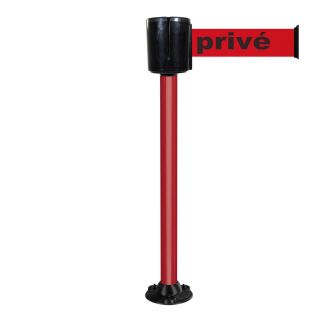 Poteau à sangle alu rouge "privé" 10m x 100mm socle fixe - 2801379