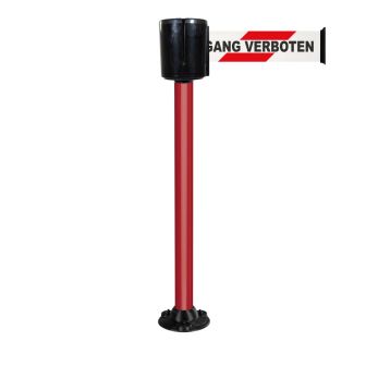 Poteau à sangle alu rouge NO ACCESS, ACCES INTERDIT, ZUGANG VERBOTEN  10m x 100mm socle fixe - 2801393
