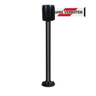 Poteau à sangle alu noir NO ACCESS, ACCES INTERDIT, ZUGANG VERBOTEN  10m x 100mm socle fixe - 2801409