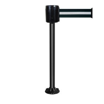 Poteau alu noir sangle noir/argent 10m x 100mm socle fixe