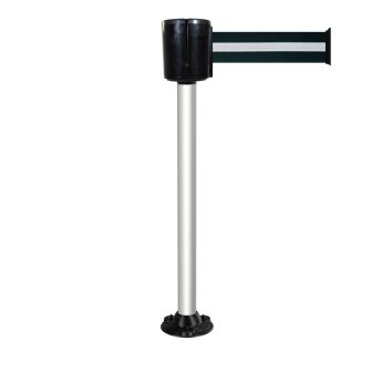 Poteau alu anodisé sangle noire/argent 10m x 100mm socle fixe - 2801454