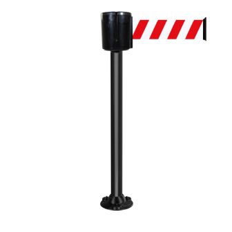 Poteau à sangle alu noir hachuré rouge/blanc 10m x 100mm socle fixe - 2801485