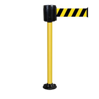 Poteau à sangle alu jaune hachuré jaune/noir 10m x 100mm socle fixe - 2801515