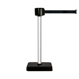 Poteau alu anodisé à sangle grande longueur noir 12m x 50mm sur socle mobile - Novap