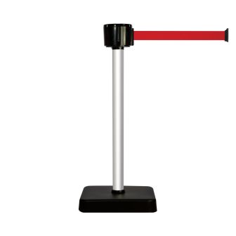 Poteau alu anodisé à sangle grande longueur rouge 12m x 50mm sur socle mobile - Novap