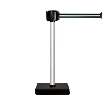 Poteau alu anodisé à sangle grande longueur noir/argent 12m x 50mm sur socle mobile - Novap